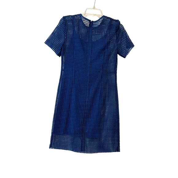 Diane Von Furstenberg Polka Dot Mini Shift Dress Blue Lined Size - Picture 2 of 4
